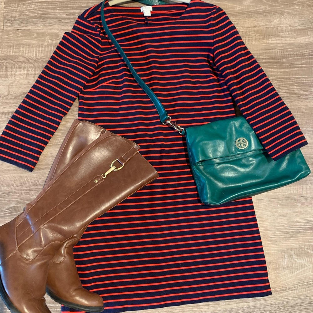 J Crew XS Preppy Striped Shift Dress